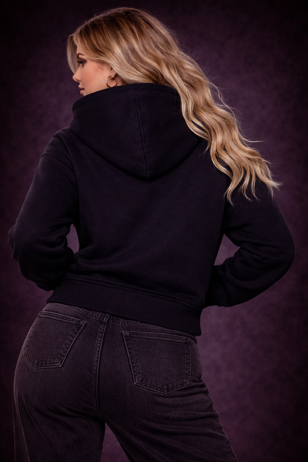 Women's Spilt Logo Hoodie (Black)