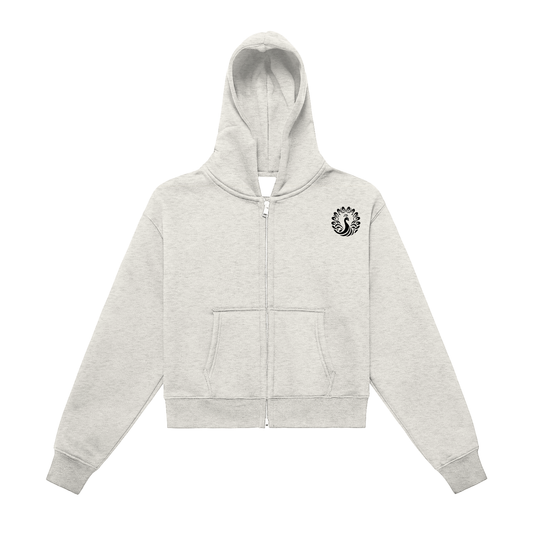 Women's Logo Zip Up Hoodie (Oat Gray)