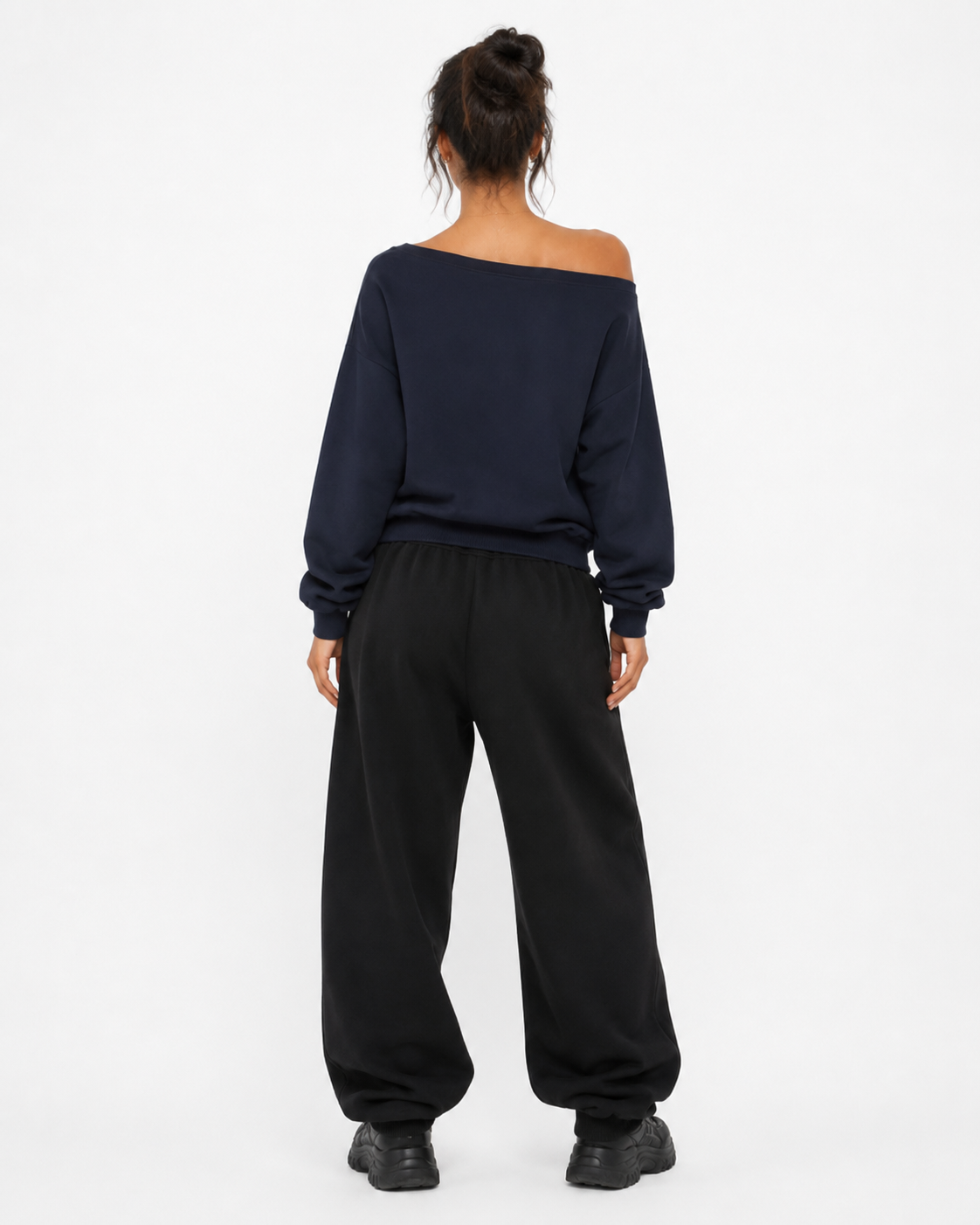 Women's Rose Off-Shoulder Sweatshirt (Royal Blue)