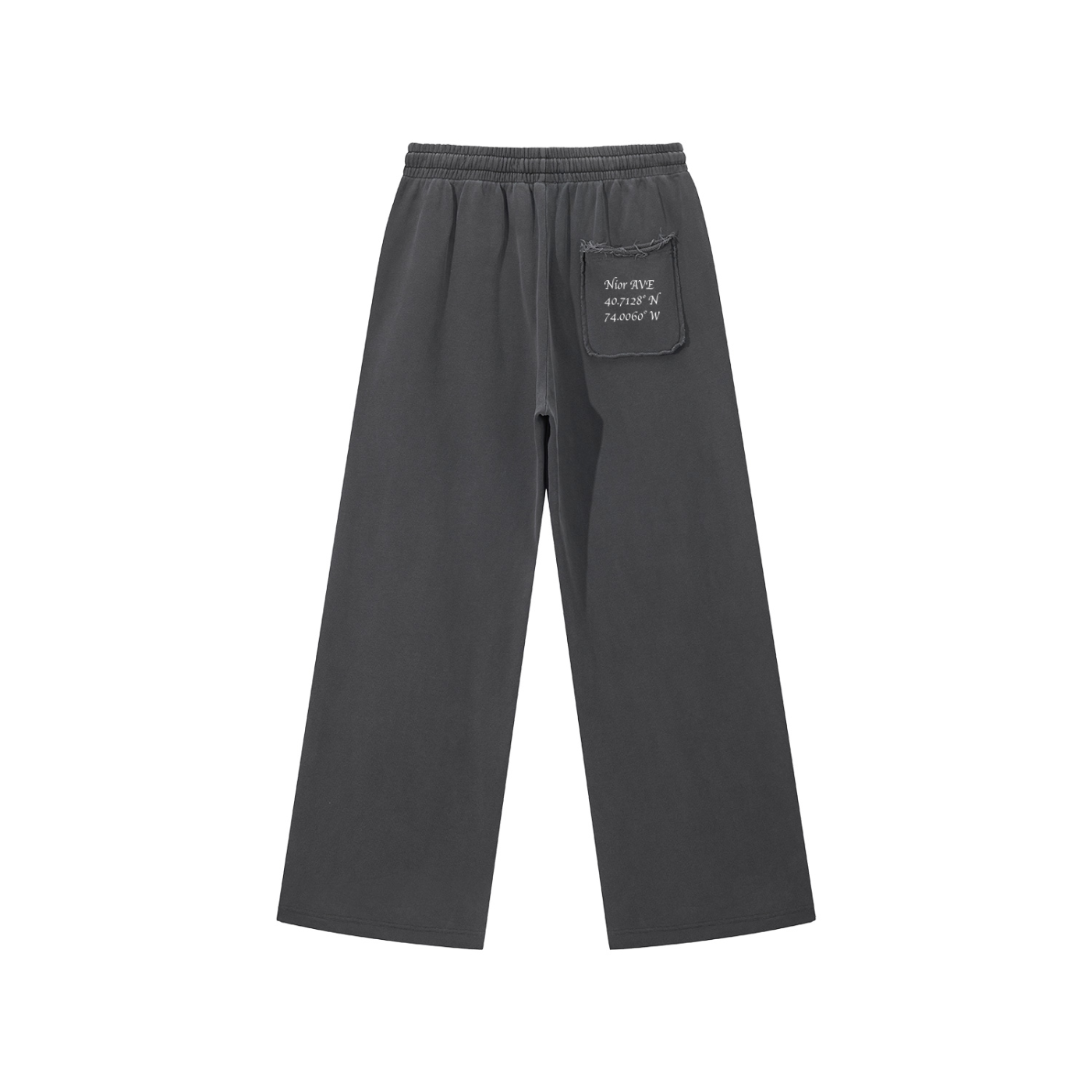 Varsity Style New York Snow Washed Raw Edge Sweatpants (Dark Gray)