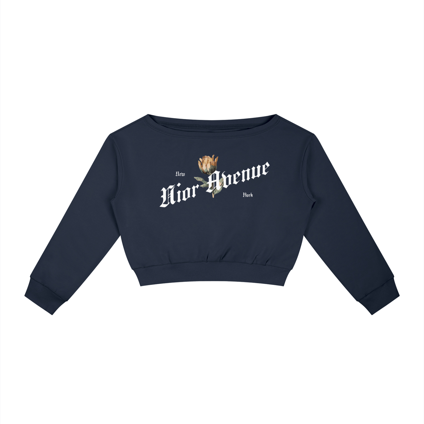 Women's Rose Off-Shoulder Sweatshirt (Royal Blue)