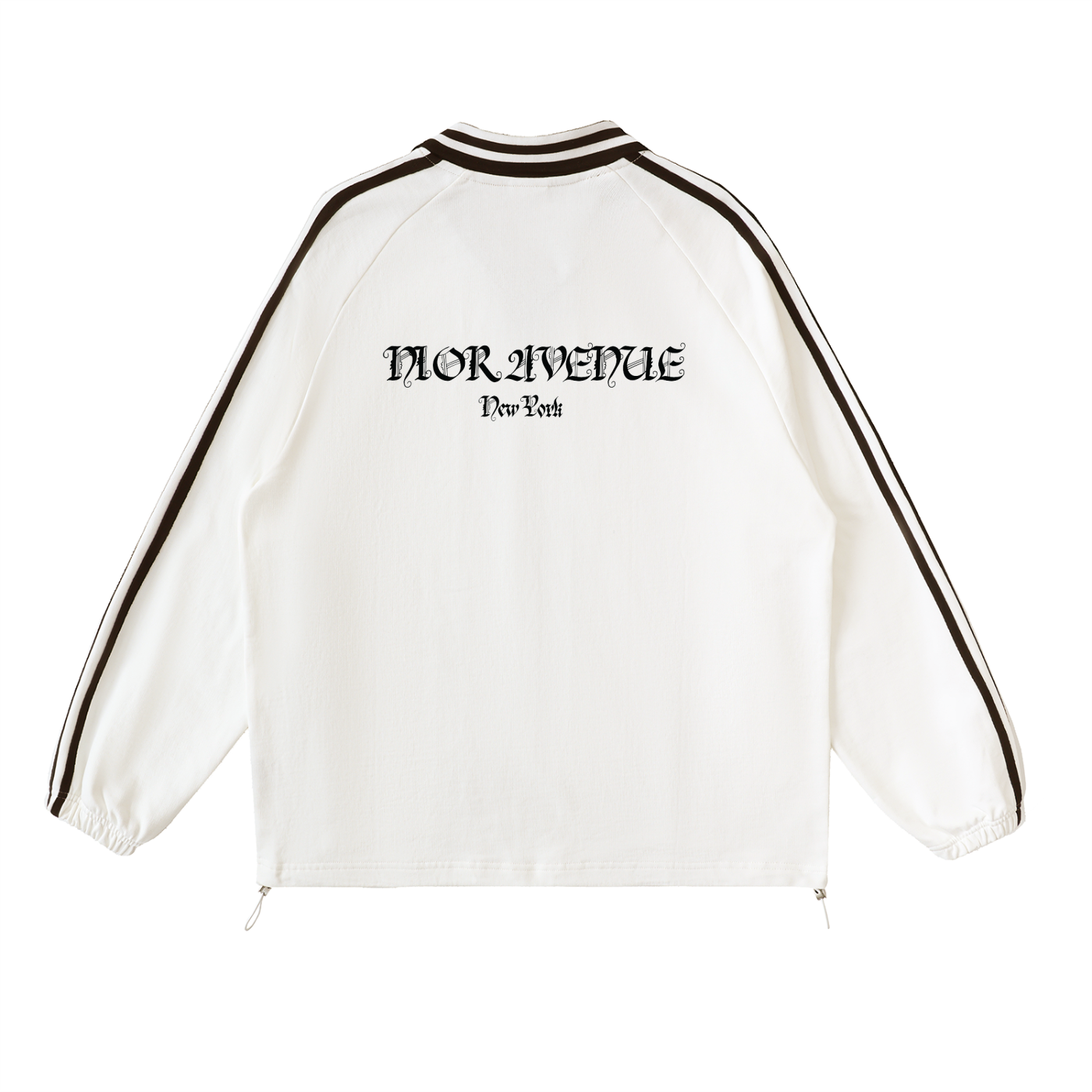 "Fier Comme un Paon" Contrast Striped Lapel Collar Sweatshirt (White)