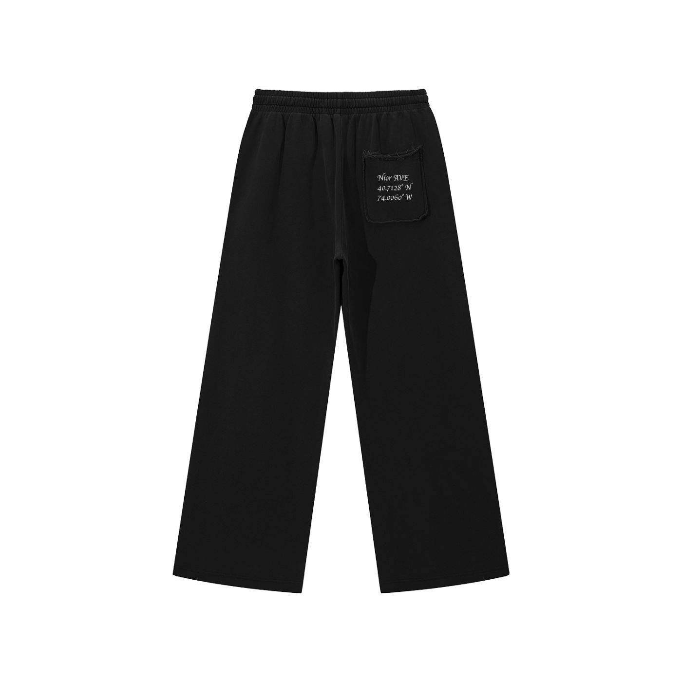 Varsity Style New York Snow Washed Raw Edge Sweatpants (Black)