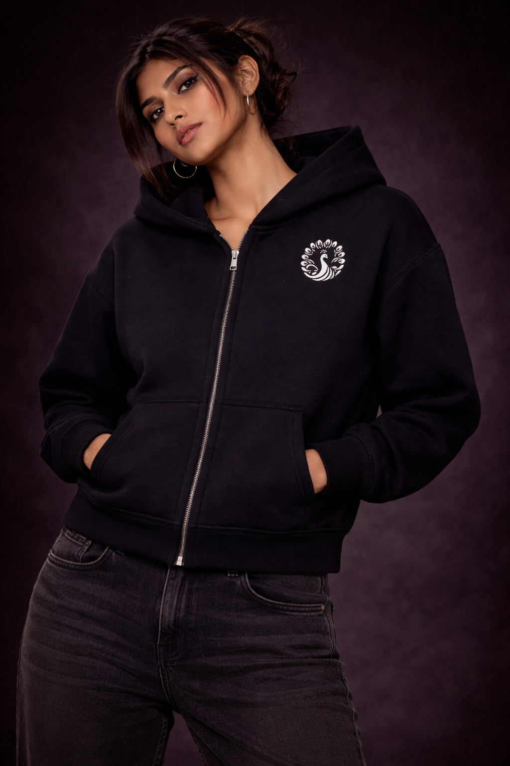 Women's Logo Zip Up Hoodie (Black)