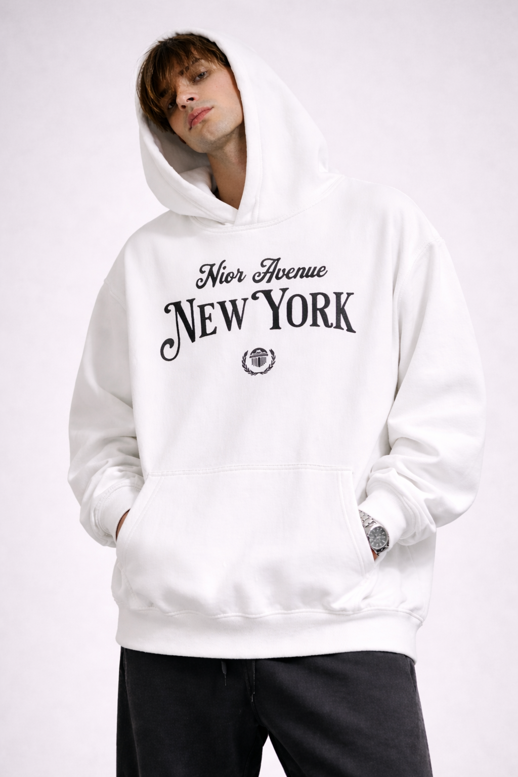 Nior Avenue NEW YORK Hoodie (White)