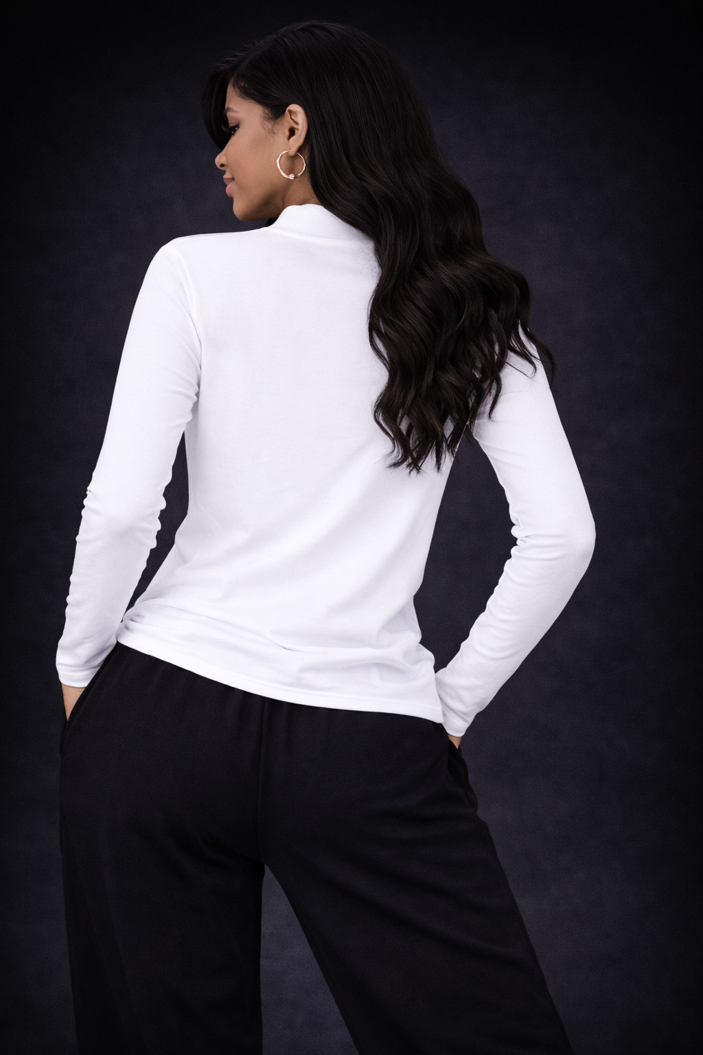 Women's Gothic Script Mockneck (White)