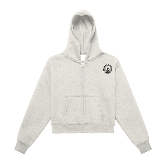 Women's Logo Zip Up Hoodie (Oat Gray)