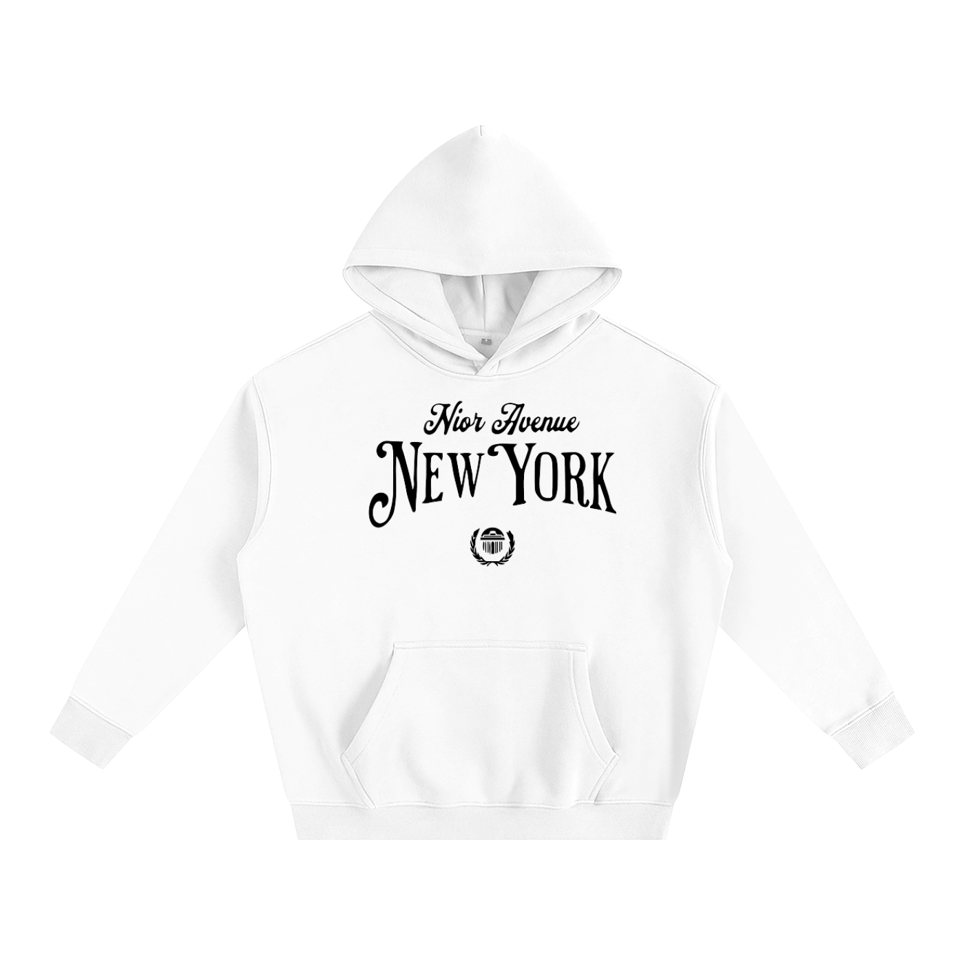 'Nior Avenue NEW YORK' Oversize Fleeced Hoodie (White)