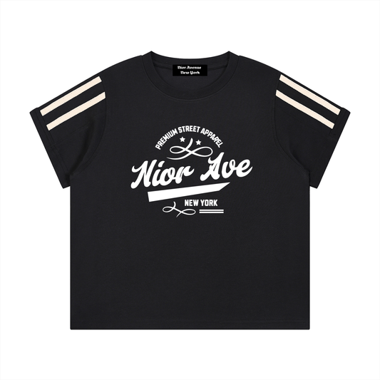 Women's Varsity Stripe Tee (Black)