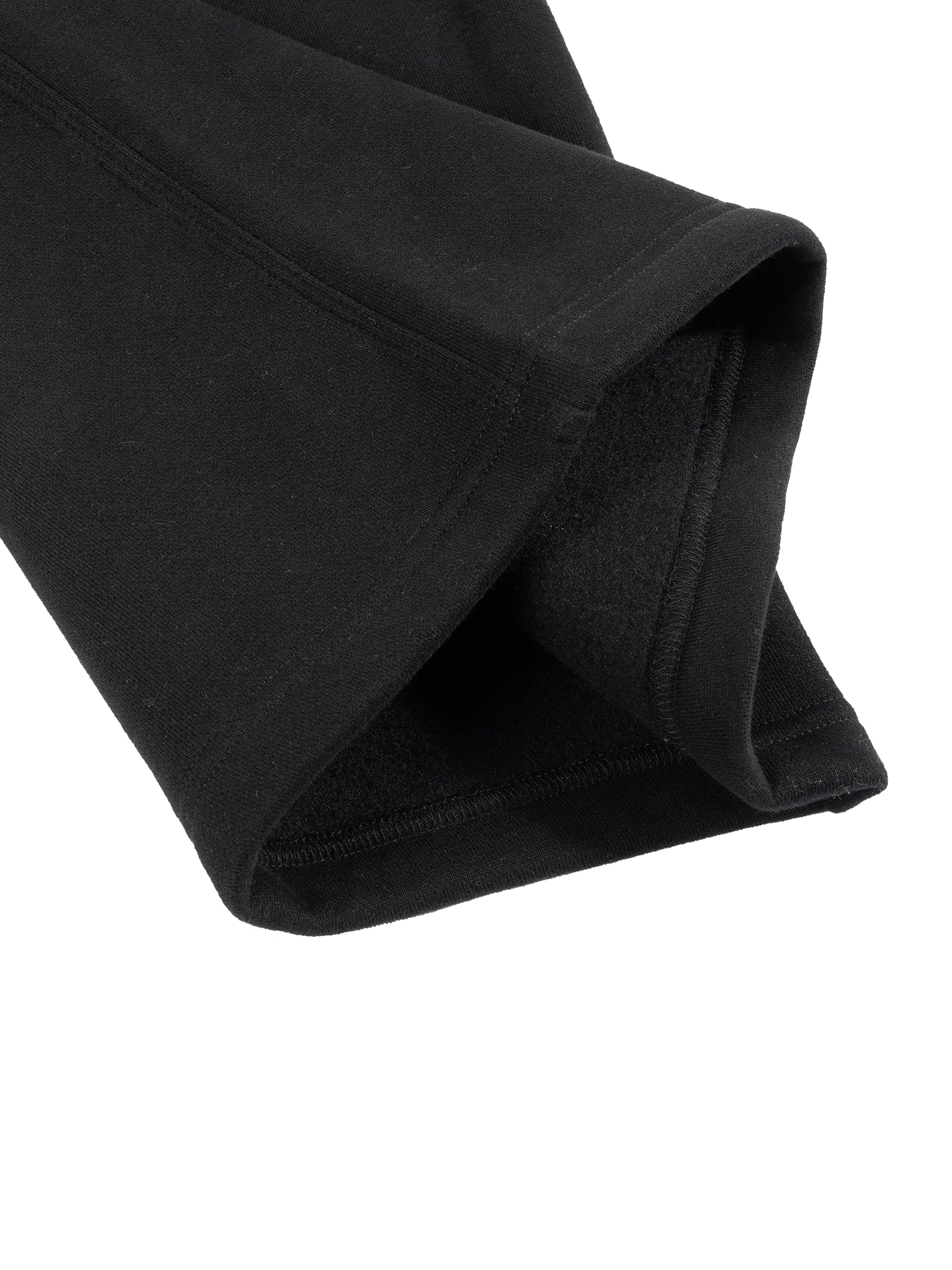 Varsity Style Fleece Drawstring Sweatpants (Black)